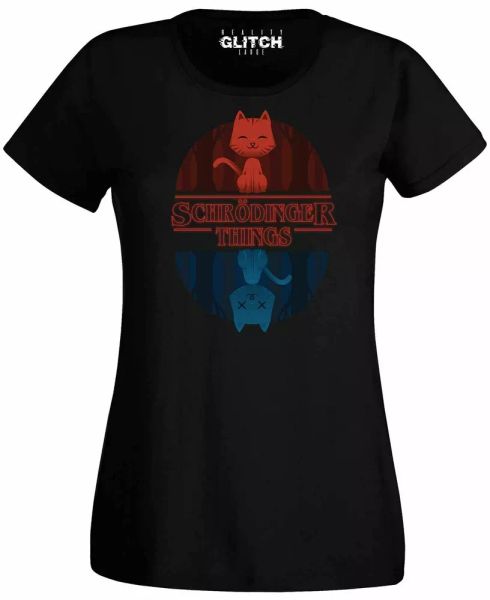 

schrodinger things women's t-shirt science physics quantum stranger tv, White;black