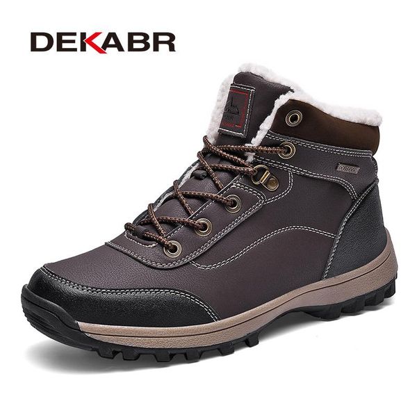 

boots dekabr men fashion warm 2021 autumn&winter shoes casual male brand genuine leather lace-up ankle work, Black