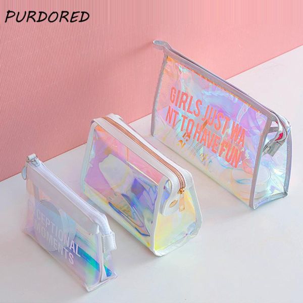 

pc laser cosmetic bag clear women make up female jelly lady makeup organizer travel wash beauty case bags & cases