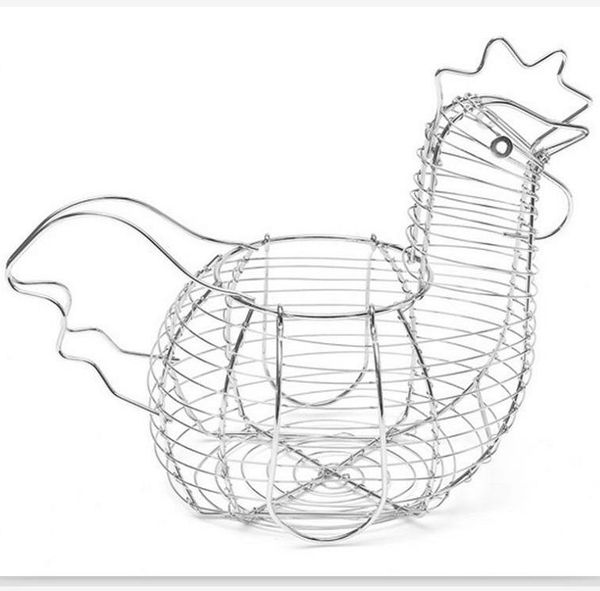 

storage baskets creative iron art eggs basket chicken shaped egg holder household vegetables container organizer rack ju32602