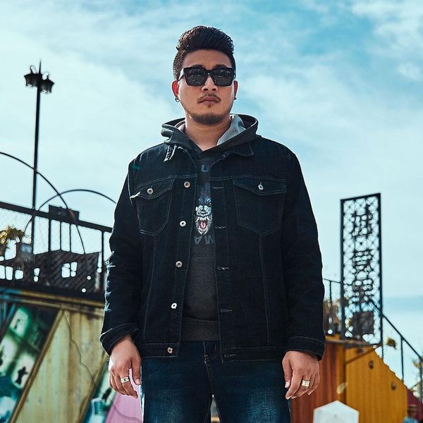 

extra xl menswear men's casual loose denim jacket washed shirt plus size men clothing jackets, Black;brown