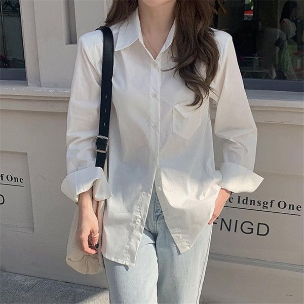 

women's blouses & shirts hzirip ol vintage solid plus size all match chic women loose fashion casual streetwear gentle brief clothe, White