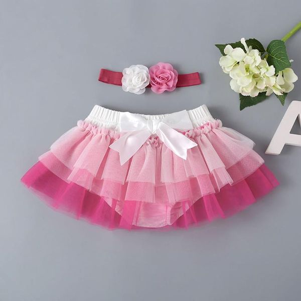 

summer toddler infant baby girls pettiskirt patchwork bowknot dance princess party cake tutu tulle skirt with flower headband#p4 skirts, Blue