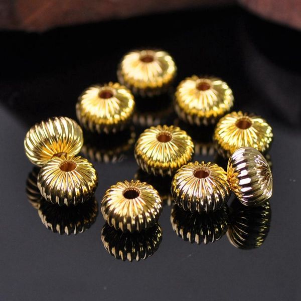 

other plated gold color rondelle 8x6mm 10x6mm hollow plicated metal brass loose spacer beads lot for jewelry making diy crafts