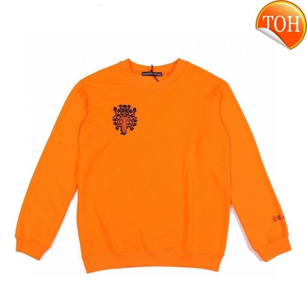 

21 early autumn ch / crosing lovers orange sword totem round neck sweater for men and women, Black