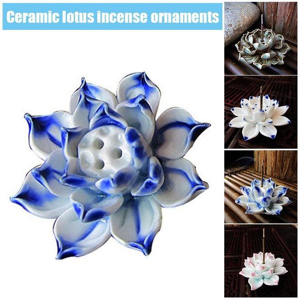 

lotus incense burner holder durable ceramic handicraft for home fragrance lamps