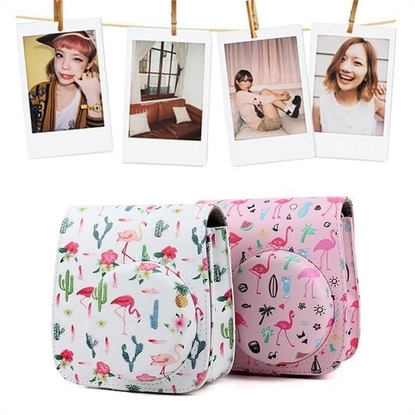 

gift wrap flamingo camera case bag pu leather instant film for fujifilm instax mini 8/ 8+/ 9
