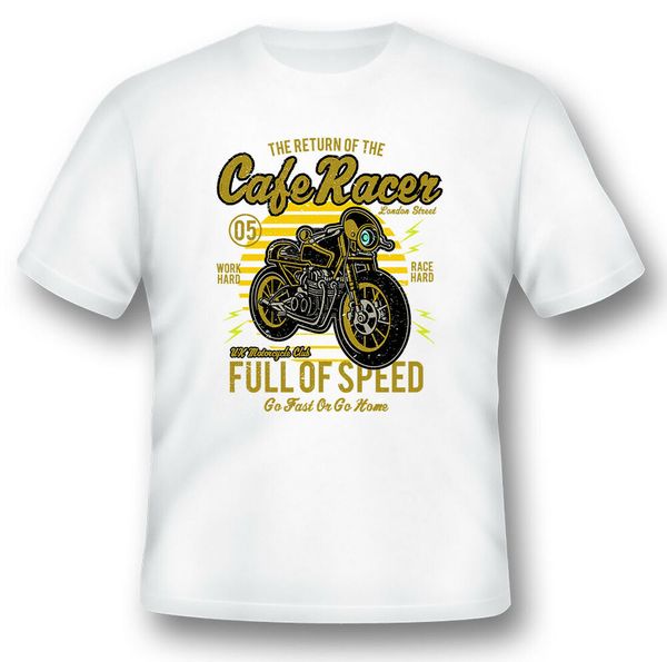 

cafe racer full of speed old school black or white tee, White;black