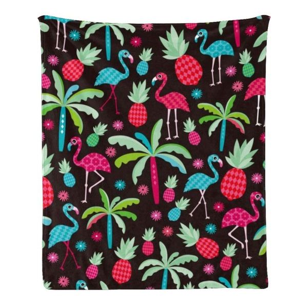 

blankets custom super soft throw blanket fleece for couch sofa bed gift colorful tropical flamingo pineapples