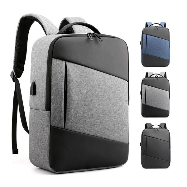 

men's invisible zipper anti-theft backpack, 15.6 inch school lapbag, waterproof, usb charger, 20l backpack