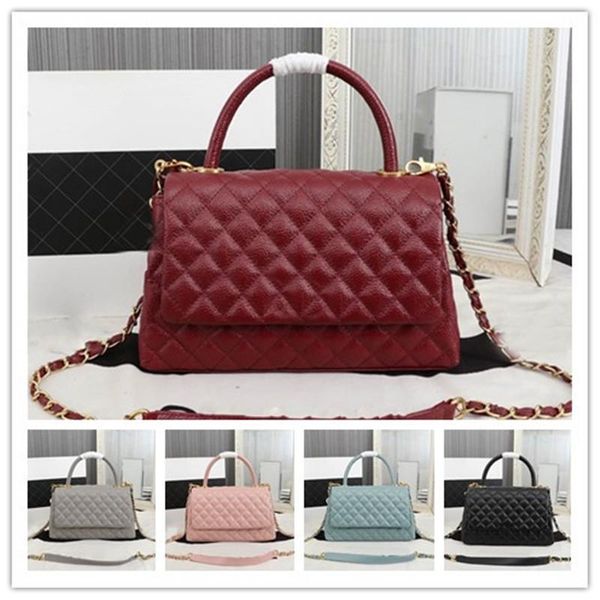 

luxury designer quilted ghw tote bag shoulder calfskin leather red size: 28x17x9cm