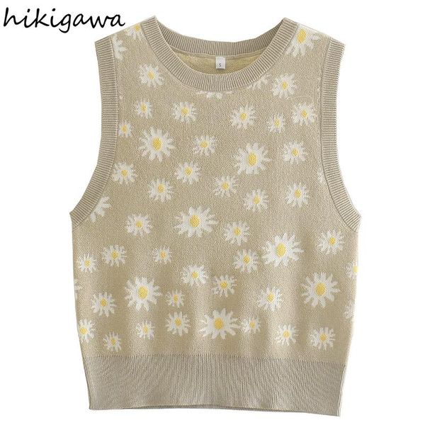 

women's vests hikigawa sweater vest o neck sleeveless jacquard office lady knitted pullover fashion slim short elegant woman sweaters, Black;white