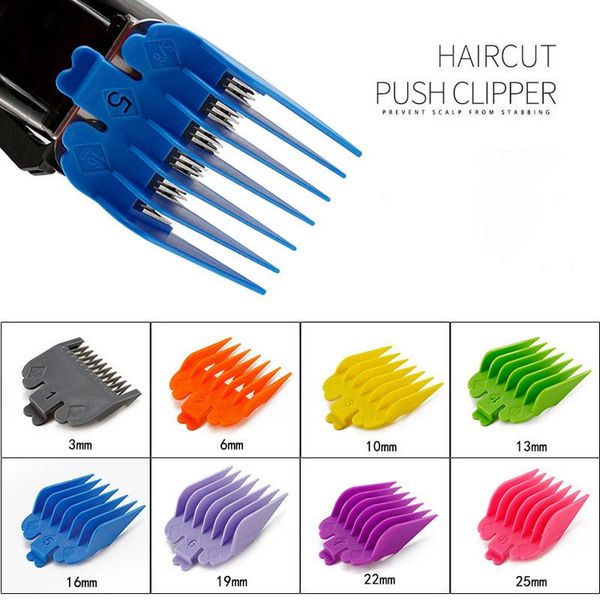 

hair brushes 8 pcs clipper limit comb guide trimmer guards attachment 3-25mm universal professional trimmers colorful, Silver
