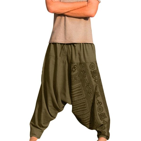

men hip hop streetwear long casual print loose trousers large size nationality harem pants jogger male 2021 men's, Black