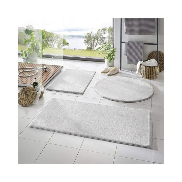 

bath mats sarar set of 3 white gel non-slip floor post plush