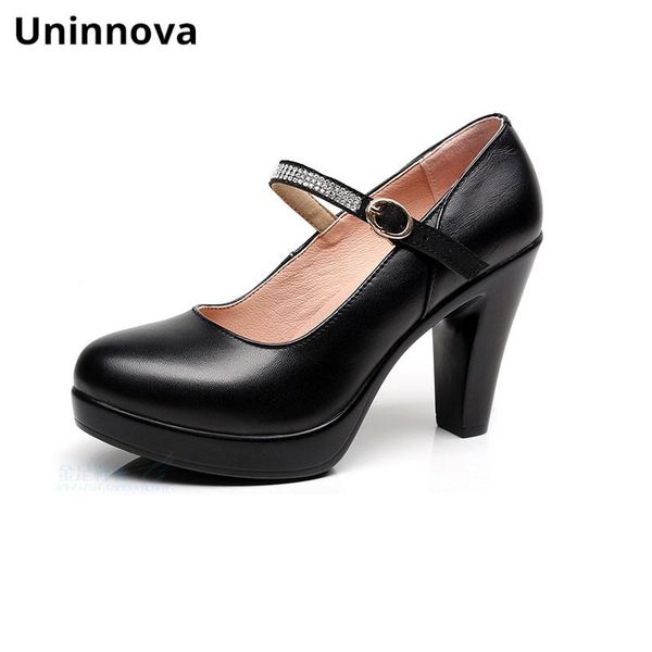 

dress shoes genuine leather business pumps crystal for women round toe mary jane elegant comfortable black uninnova wp153