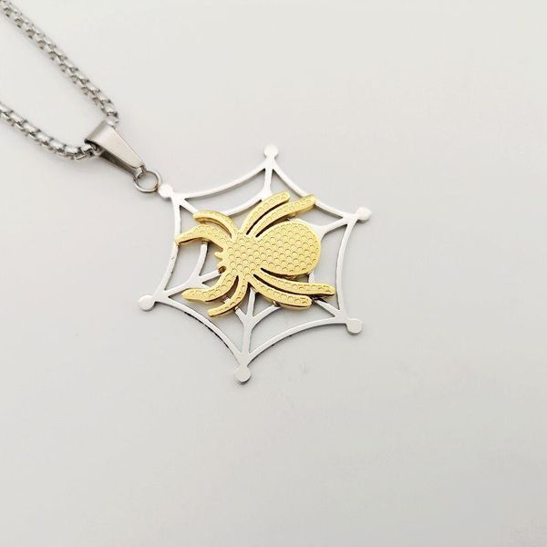 

pendant necklaces 2021 fashion jewelry necklace men 316 stainless steel hip hop spider net charm for stylish blkn0120, Silver