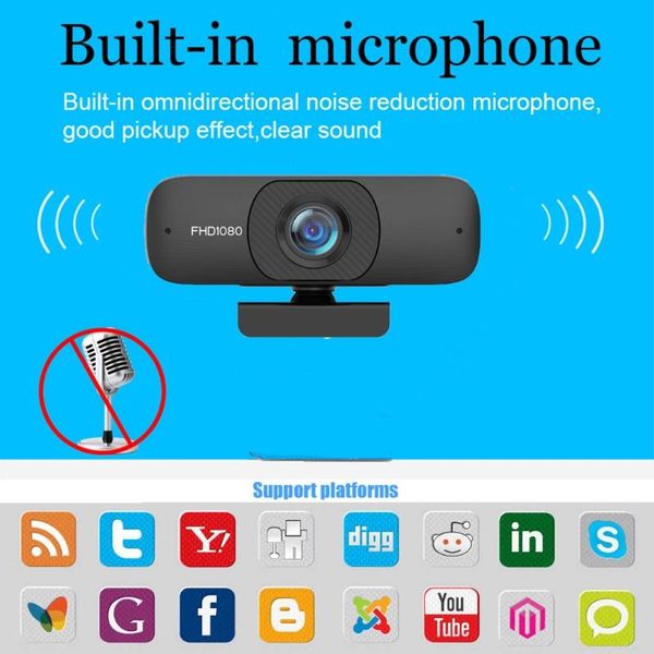 

webcams 1080p/2k webcam usb live auto focus computer camera drive with mic privacy cover 90Â° wide-angle 360Â° rotation