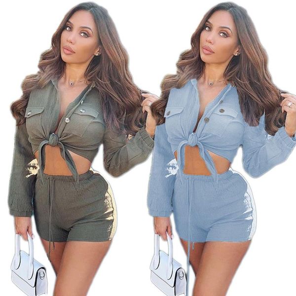 

women's tracksuits europe and the united states leisure tight shorts shirt two-piece bubble cloth, Gray