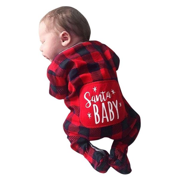 

infant baby boys girls christmas santa xmas letter plaid romper jumpsuit outfits jumpsuits, Blue