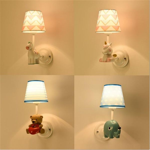 

wall lamp cartoon children's room simple resin warm bedroom fabric lighting