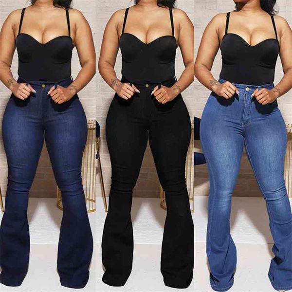 

70% off outlet online fall high waist flare jeans for women casual skinny lifting hips denim long pants fashion stretch s-3xl, Blue