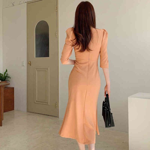 

dresses vintage mermaid es women v-neck pencil elegant korean simple bodycon work office vestidos 2021 summer, Black;gray