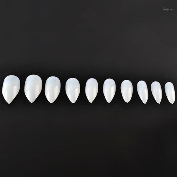 

nail art clear/natural full cover oval sharp end stiletto false fake nails tips manicure artificial salon1, Red;gold
