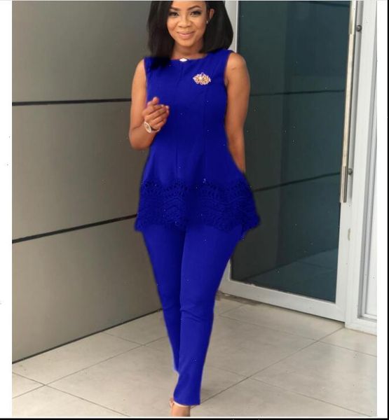 

2pcs summer tracksuit ol womens tracksuits work women set lace and long pants outfit fashion two pieces suits, Gray