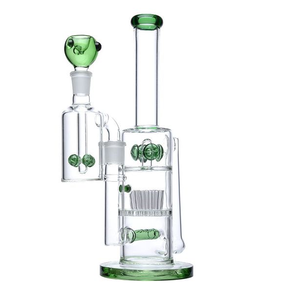 Commercio all'ingrosso Inline Perc Narghilè Bong in vetro Sprinkler Mushroom Cross Percolator con Ash Catcher e Bowl 12 Inch 18mm Giunto femmina Spessore 5mm