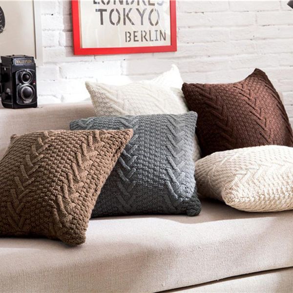 

cushion/decorative pillow twist woven design knit cushion cover soft knitted 45x45cm sofa bed car nordic style home decoration solid color