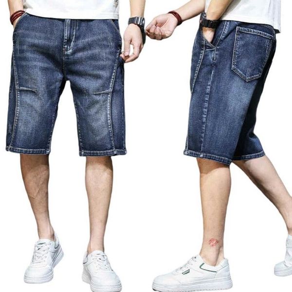 

men's jeans jean shorts for men denim ripped vintage oversized size stretch elastic high waisted mens distressed half, Blue