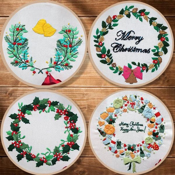 

other arts and crafts christmas gifts embroidery starter set needlework tools cotton linen cloth round kit diy sewing craft