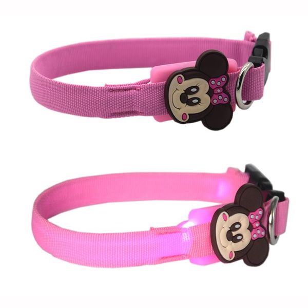 

dog collars & leashes safety led nylon pet collar light flashing in dark cartoon mouse 1.5cm wide products
