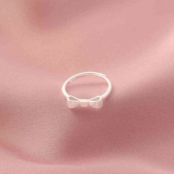

women's 925 silver lovely bowknot ring entry lux ins simple style senior sense adjustable ring fashion cute sweet jewelry g1125, Slivery;golden
