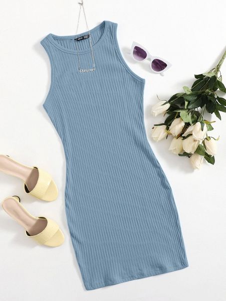 

rib-knit bodycon dress 07td#, Black;gray