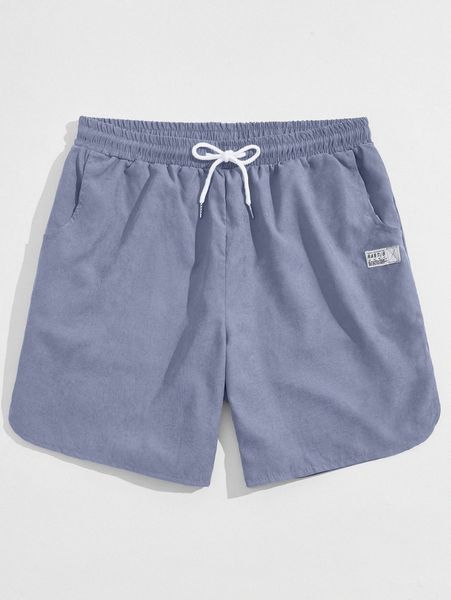 

romwe guys patched drawstring shorts z9so#, Black