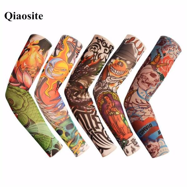 

fingerless gloves outside arm warmers men and women icy 3d sunscreen tattoo cuffs printed nylon summer sleeve, Blue;gray