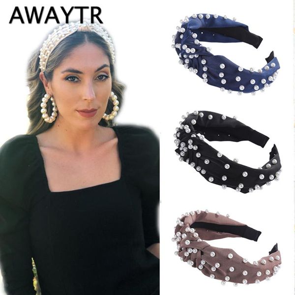 

hair accessories awaytr korean pearl headband for women bezel simple knotted loop bands fashion headwear girls
