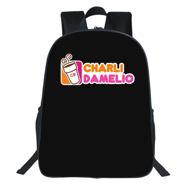 

backpack charli damelio teenager student boys girls bags children school bag cartoon bookbag kids casual daypacks gift