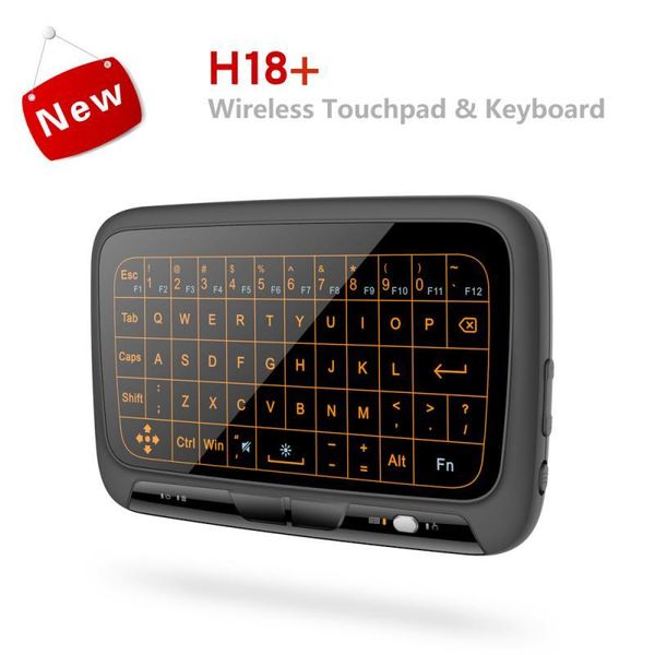 

keyboards h18+ ergonomic wireless air mouse keyboard full screen touch 2.4ghz touchpad with backlight function for smart tv ps3