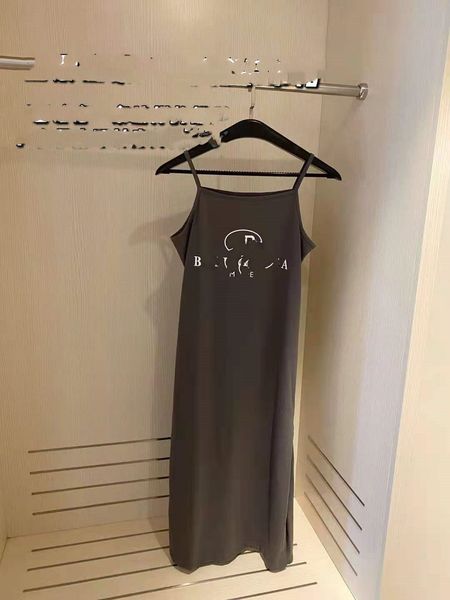 

luxury design summer ba + women's printed high split suspender dress casual fashion, Black;gray