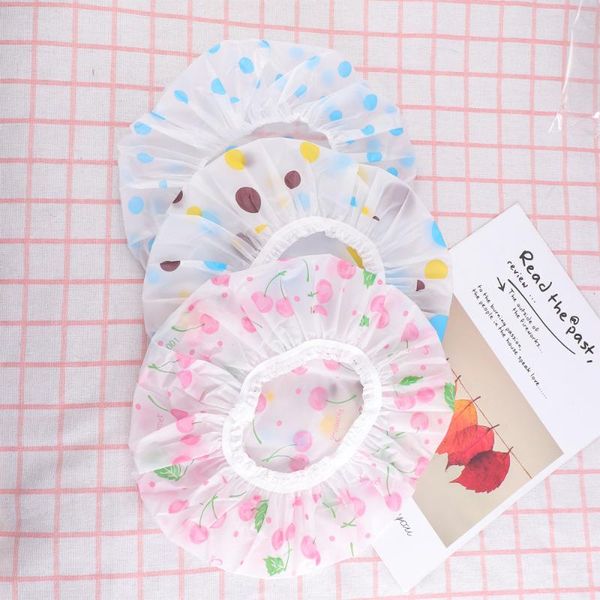 

3pcs shower caps elastic waterproof bathing hair cap for lady girl