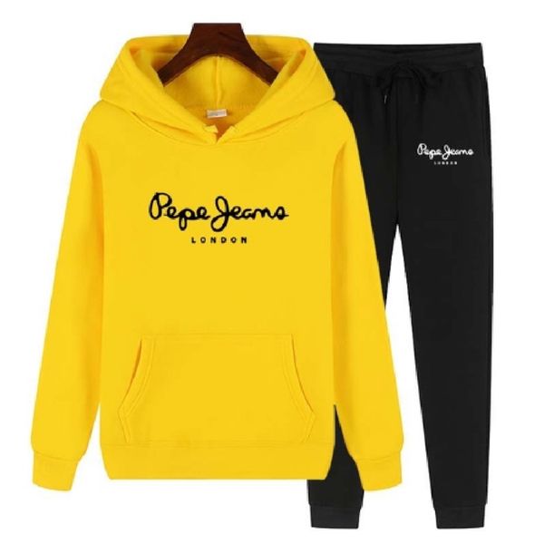 

new fashion trend letter printing autumn and winter two-piece hoodie + pants brand ladies sportswear suit, Black