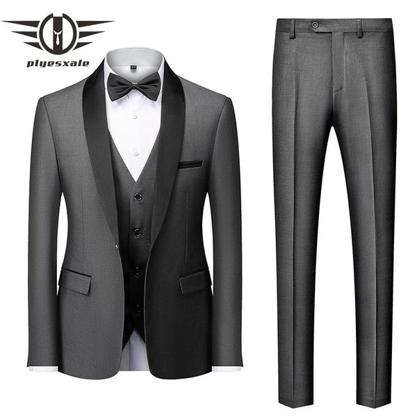Plyesxale Men Suit 2021 Slim Fit Свадебные костюмы для воротника Shaw
