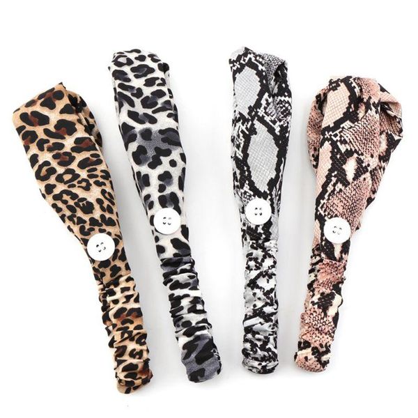 

hair clips & barrettes women knotted snake skin leopard pattern hairband with two mask buttons anti-leash headband wash face yoga fitness sp, Golden;silver