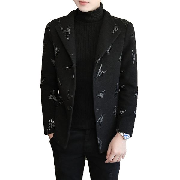 

men's hoodies & sweatshirts outono inverno homens moda casaco trench coat novo lapela de lÃ£ fino clÃ¡ssico preto grosso armÃ¡rio blusÃ£o m, Black