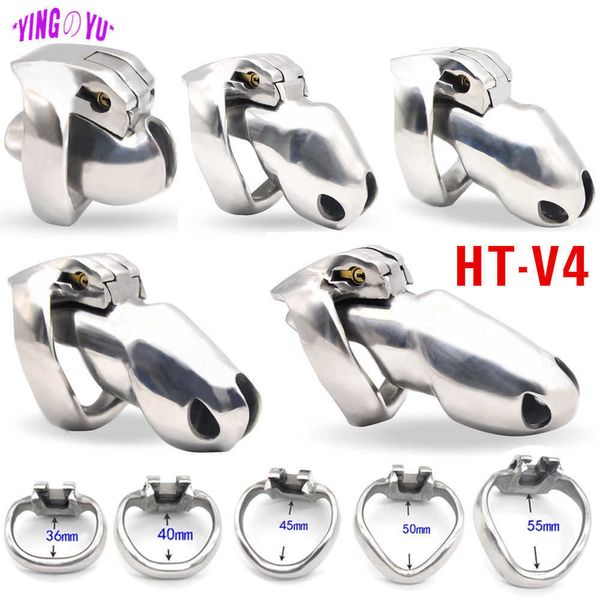 2021 HT-V4 Metall Männliche Keuschheitsgürtel Edelstahl Cock Cage Penis Ring Lock BDSM Bondage Gear Erwachsene Erotische Sexspielzeug für Männer P0826