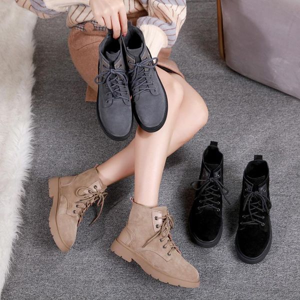 

dress shoes autumn 2021 british lace up boots fashion motorcycle versatile short large women's single, Black
