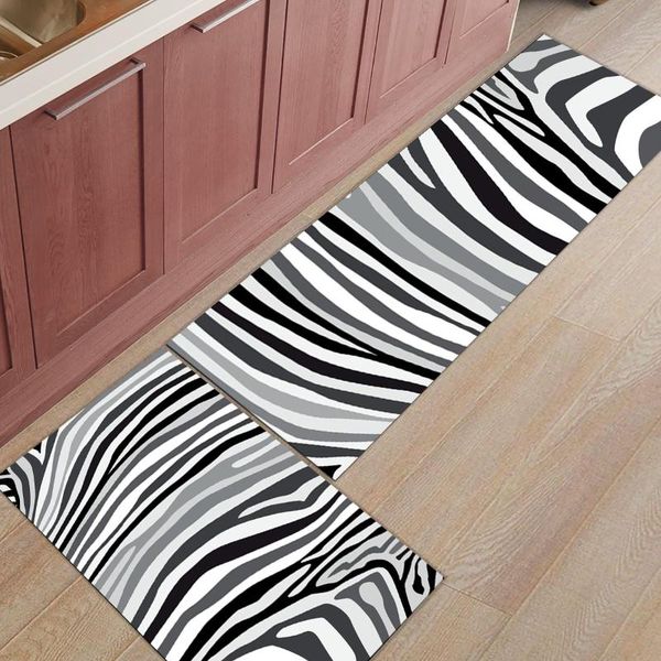 

zebra black and white stripes home floor mat kitchen rug anti-slip indoor doormat carpet for living room bathroom carpets